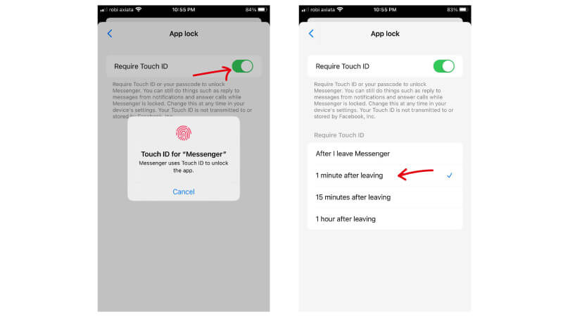 how to setup touch id for facebook